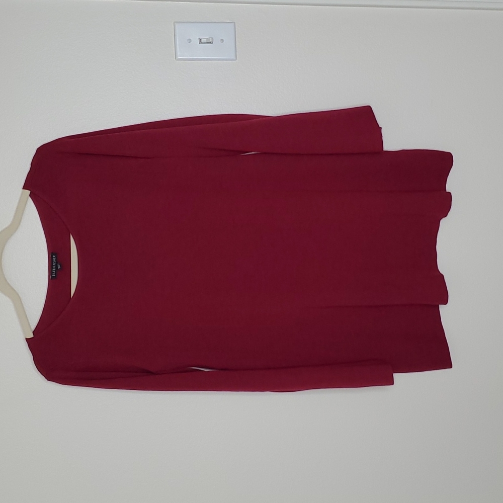 Eileen Fisher Red Merino Wool Tunic Dress Size Small